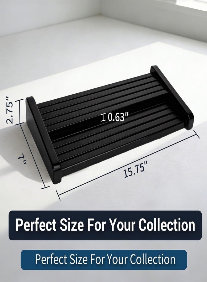 ASmileIndeep 8 Rows Wooden Challenge Coin Display Holder for Countertop - 2 Tiers Military Coin Rack Stand Holds 60-70 Coins for Army Police Collectors, Black - Image 3