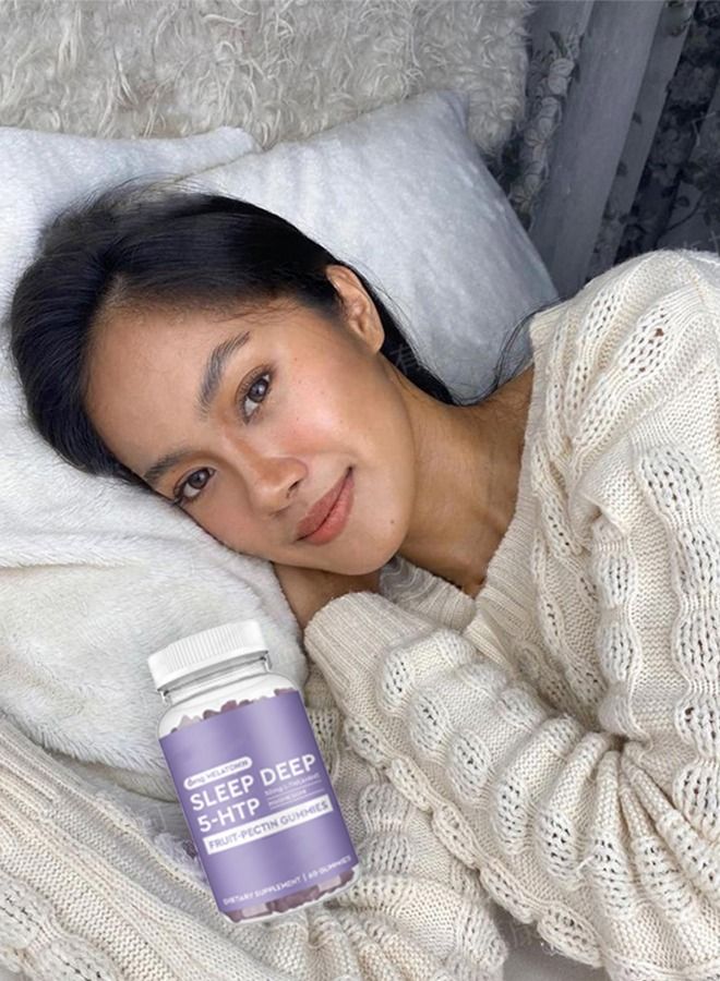 Sleep Melatonin sleep deep 5-HTP 50mg l-theanine magnesium fruit-pectin gummies dietary supplement 60 gummies  - Image 2