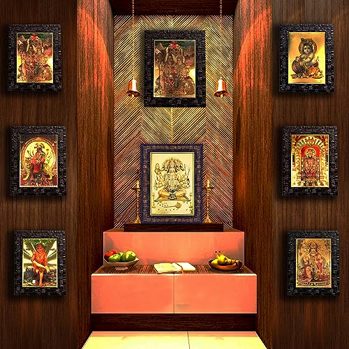 Hawai Gold Plated Panchmukhi Hanuman Ji Photo Frame, Size 21x17x2cm | Engineered Wood Wall Hanging Frame | Bajrang Bali Religious Wall Decor for Pooja Room, Home & Office | Spiritual Gift Item | BLKFRM450 - Image 3
