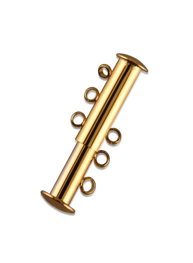 I-MART Pack Of 20 Multi 3 Strand Slide Lock Clasps Connectors For Necklace/Bracelet Jewelry Findings 10 Pcs Silver & 10 Pcs Gold Plated Brass  - Image 4