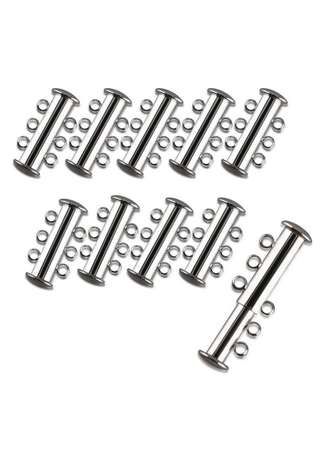 I-MART Pack Of 20 Multi 3 Strand Slide Lock Clasps Connectors For Necklace/Bracelet Jewelry Findings 10 Pcs Silver & 10 Pcs Gold Plated Brass  - Image 2