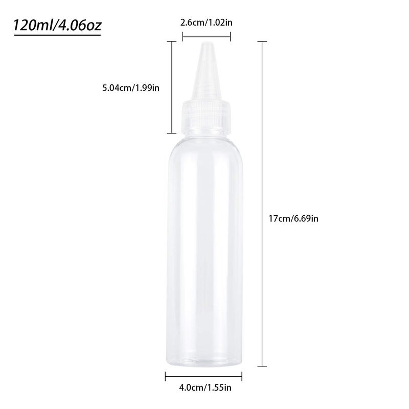 Trendbox 4oz Clear Plastic Bottles Applicator with Twist Top Cap BPA-Free for Hair Oils and Liquids 6 Pack with 6pcs Labels - Image 2