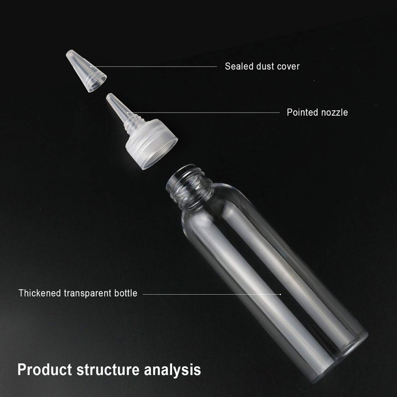 Trendbox 4oz Clear Plastic Bottles Applicator with Twist Top Cap BPA-Free for Hair Oils and Liquids 6 Pack with 6pcs Labels - Image 3
