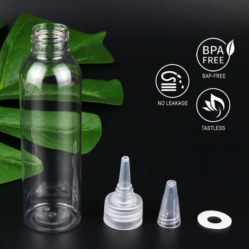 Trendbox 4oz Clear Plastic Bottles Applicator with Twist Top Cap BPA-Free for Hair Oils and Liquids 6 Pack with 6pcs Labels - Image 5