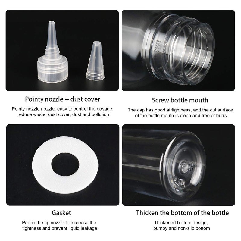 Trendbox 4oz Clear Plastic Bottles Applicator with Twist Top Cap BPA-Free for Hair Oils and Liquids 6 Pack with 6pcs Labels - Image 4