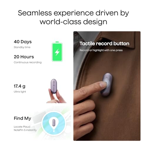 Plaud NotePin S AI Voice Recorder Wearable AI Notetaker AI Transcribe Summarize Support 112 Languages 64GB Audio Recorder for Meetings Interviews Professionals Teams with 4 Accessories - Image 3