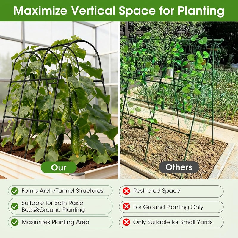 MQHUAYU Cucumber Trellis for Raised Bed,U-Shape Garden Trellis for Climbing Plants Outdoor, Metal Arch Vegetables Trellis, Plant Support for Vine (Black, 47.2" Lx21.6 WX47.2 H-Medium) - Image 4