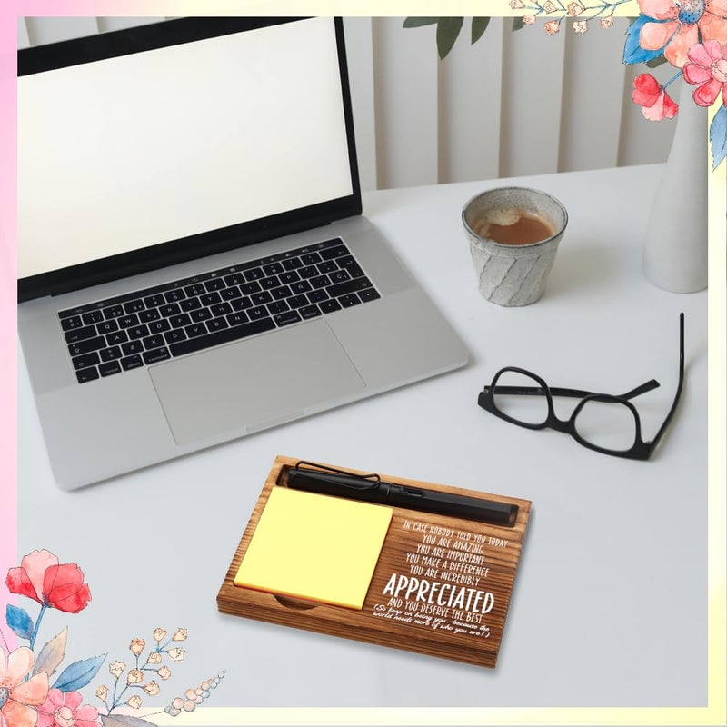 FOUGSTA Appreciation Gifts for Women, New Job Gifts for Women, Inspirational Office Decor Gift for Woman,Wooden Notepad Pen Holder With Inspirational Quotes,16.5 x 12 x 1.5 cm,XXN3 - Image 3