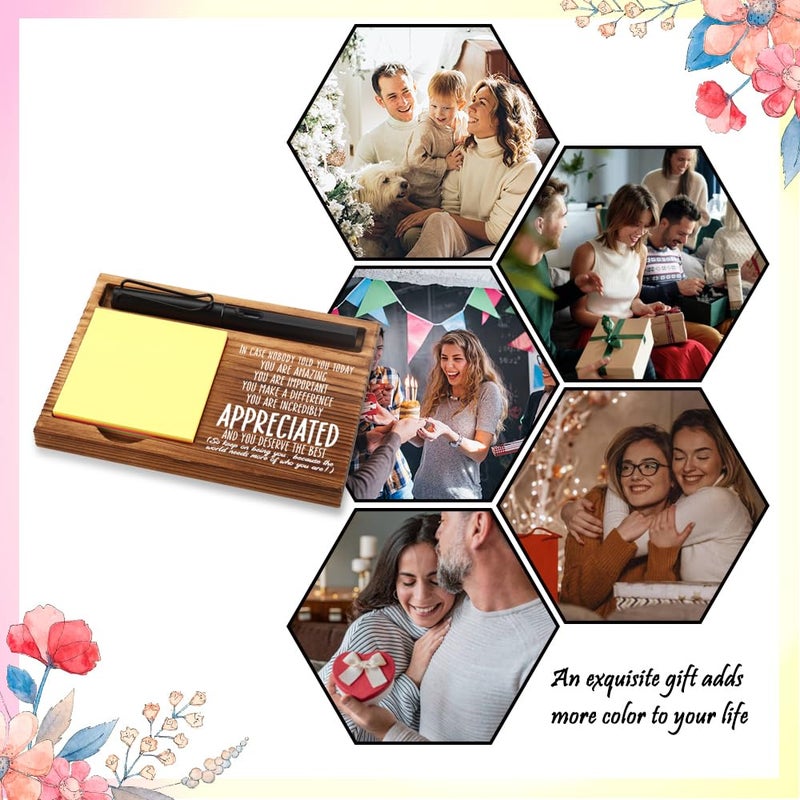 FOUGSTA Appreciation Gifts for Women, New Job Gifts for Women, Inspirational Office Decor Gift for Woman,Wooden Notepad Pen Holder With Inspirational Quotes,16.5 x 12 x 1.5 cm,XXN3 - Image 5