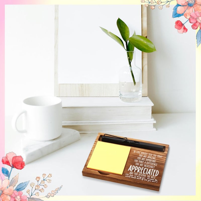 FOUGSTA Appreciation Gifts for Women, New Job Gifts for Women, Inspirational Office Decor Gift for Woman,Wooden Notepad Pen Holder With Inspirational Quotes,16.5 x 12 x 1.5 cm,XXN3 - Image 4
