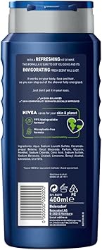 NIVEA MEN Shower Gel Energy 6 x 400ml Energizing Body Wash with Mint Extract Allin1 Shower Gel for Men Strong NIVEA Men Shower Gel with Fresh Masculine Scent - Image 2