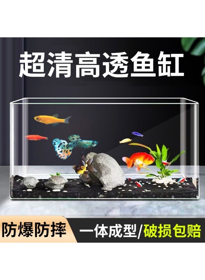Transparent Acrylic Fish Tank, Imitation Glass Box with Lid, Goldfish Tank, Ultra-White Landscape Desktop Fish Tank, for Home, Office, Decoration - Image 2