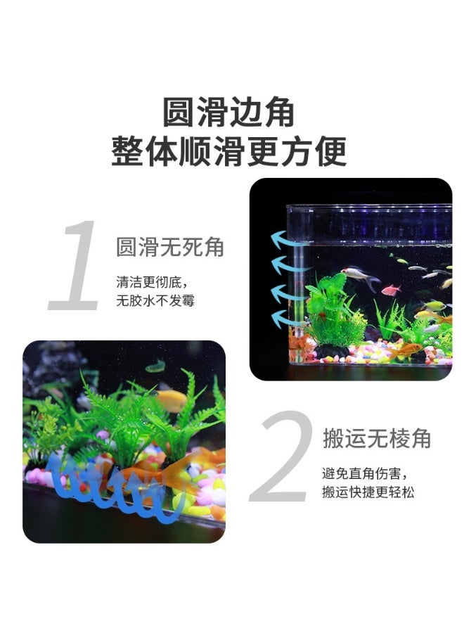 Transparent Acrylic Fish Tank, Imitation Glass Box with Lid, Goldfish Tank, Ultra-White Landscape Desktop Fish Tank, for Home, Office, Decoration - Image 3