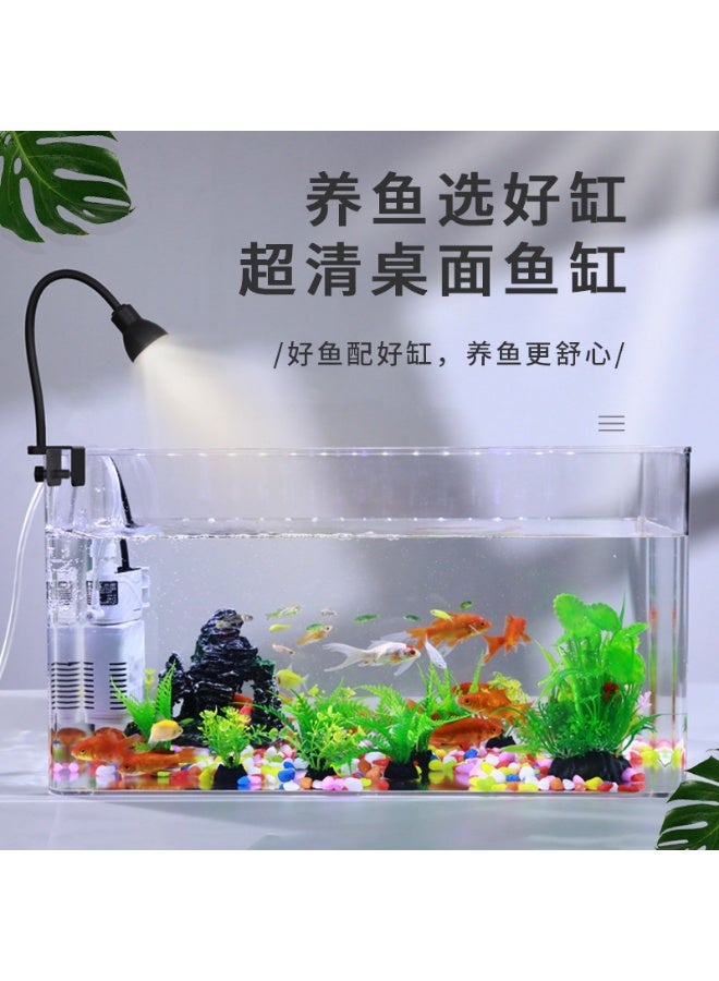 Transparent Acrylic Fish Tank, Imitation Glass Box with Lid, Goldfish Tank, Ultra-White Landscape Desktop Fish Tank, for Home, Office, Decoration - Image 5