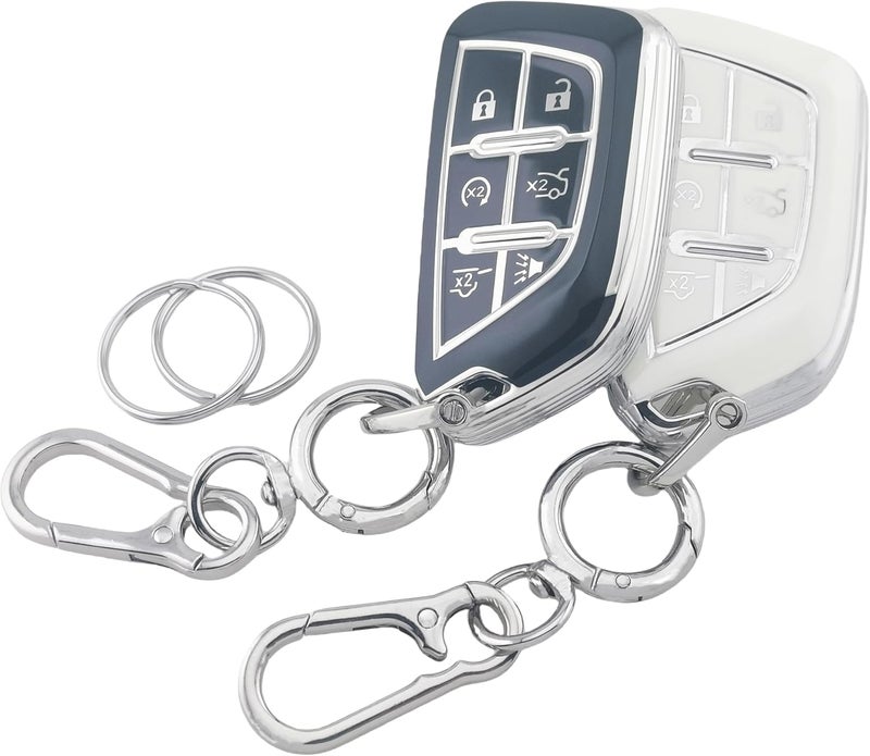 RUNZUIE TPU Smart Key Fob Cover for Cadillac Escalade