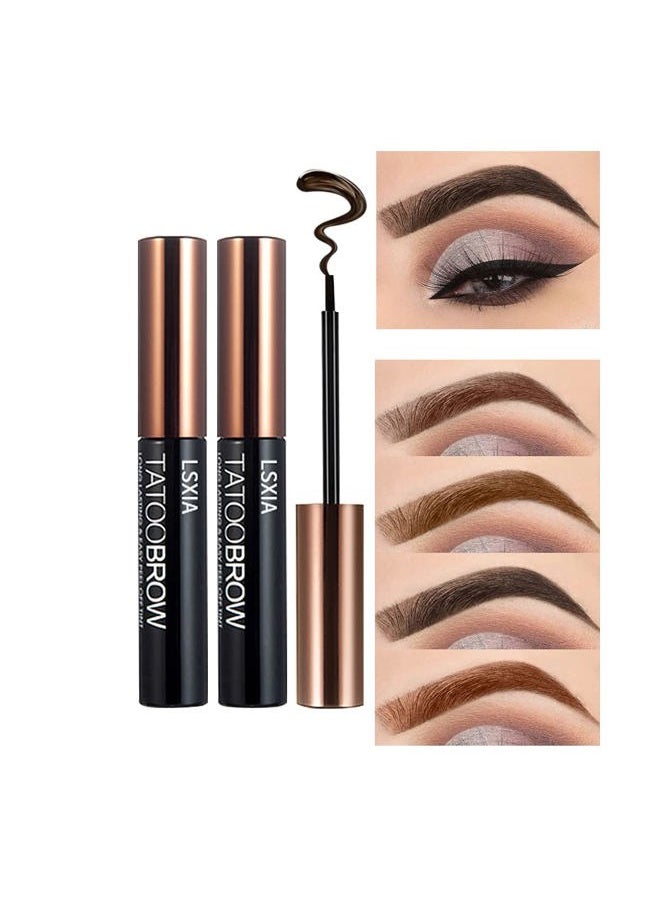 LSxia 2 Pcs Peel Off Tattoo Eyebrow Gel, Natural Elegant Eye-brow Gel Long-Lasting Waterproof Eyebrow Tattoo Makeup (Gray Brown)  - Image 1
