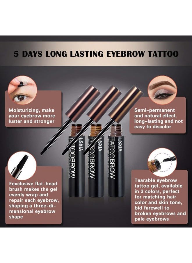 LSxia 2 Pcs Peel Off Tattoo Eyebrow Gel, Natural Elegant Eye-brow Gel Long-Lasting Waterproof Eyebrow Tattoo Makeup (Gray Brown)  - Image 4