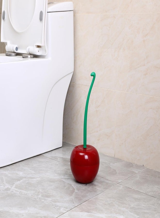 DEARMAMY Cherry-Shaped Toilet Brush Set - Modern Dark Red Plastic Toilet Cleaning Kit with Stand for Bathroom (14.93 Inch) - Image 2