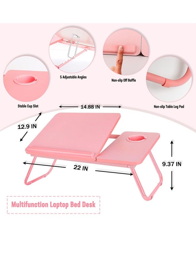 JANTENS Bed Desk for Laptop, Laptop Desk for Bed and Sofa, Bed Trays for Eating and Laptops with Cup Holder, 5 Levels of Adjustable Height - Image 2