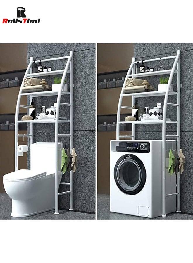 RollsTimi  Toilet Storage Rack 3 Tier, Bathroom Storage Shelf Easy To Assemble Toilet Bathroom Shelf No Drilling Toilet Organizer,White - Image 4