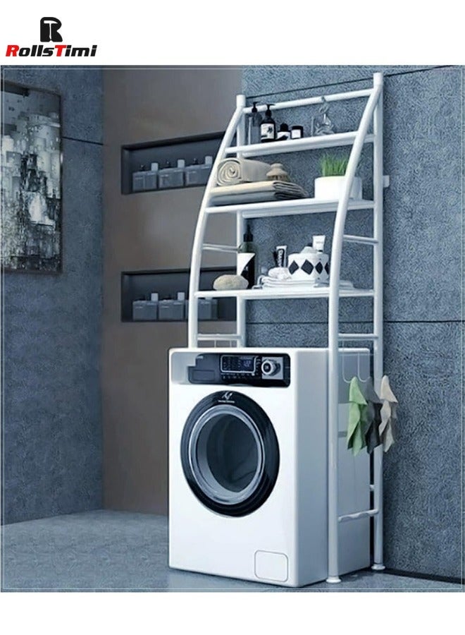 RollsTimi  Toilet Storage Rack 3 Tier, Bathroom Storage Shelf Easy To Assemble Toilet Bathroom Shelf No Drilling Toilet Organizer,White - Image 3