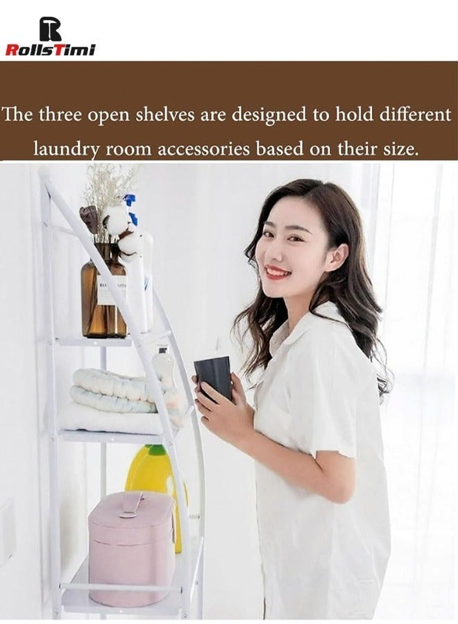 RollsTimi  Toilet Storage Rack 3 Tier, Bathroom Storage Shelf Easy To Assemble Toilet Bathroom Shelf No Drilling Toilet Organizer,White - Image 5