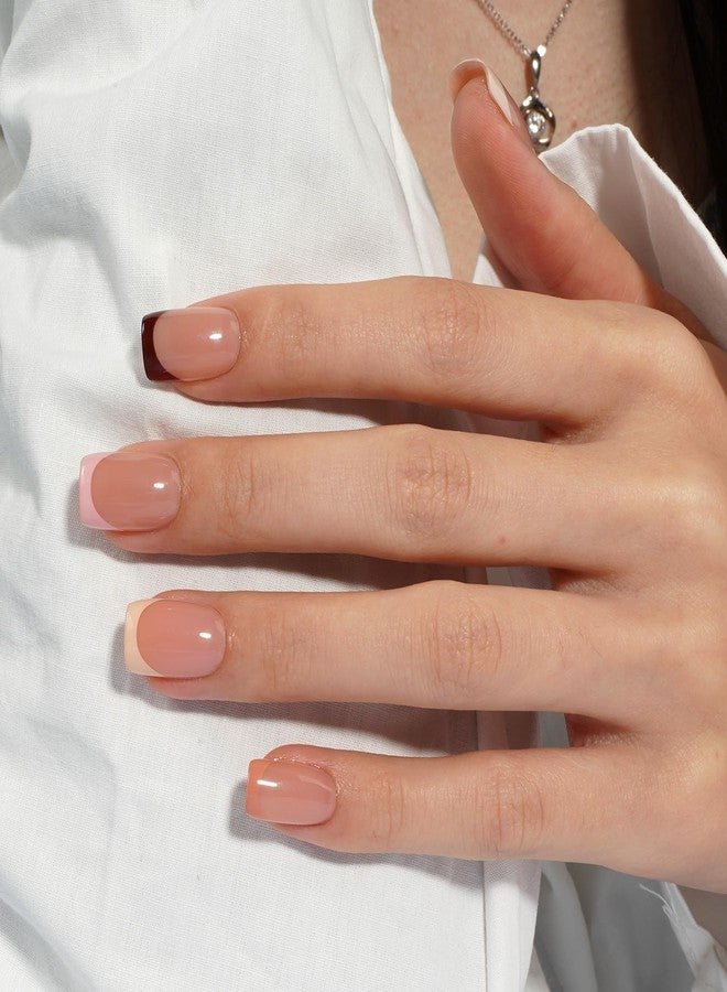 CANVALITE Soft Gel French Tip Nails, 192 Pcs Short Press on Nails for Women, Flexible Pre-Painted Nude French Tip Gel Nails, No File Need DIY Manicure Gifts for Women, Glue Not Included - Image 2