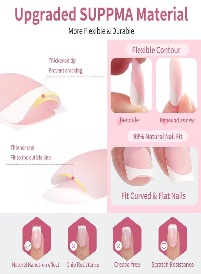 CANVALITE Soft Gel French Tip Nails, 192 Pcs Short Press on Nails for Women, Flexible Pre-Painted Nude French Tip Gel Nails, No File Need DIY Manicure Gifts for Women, Glue Not Included - Image 5