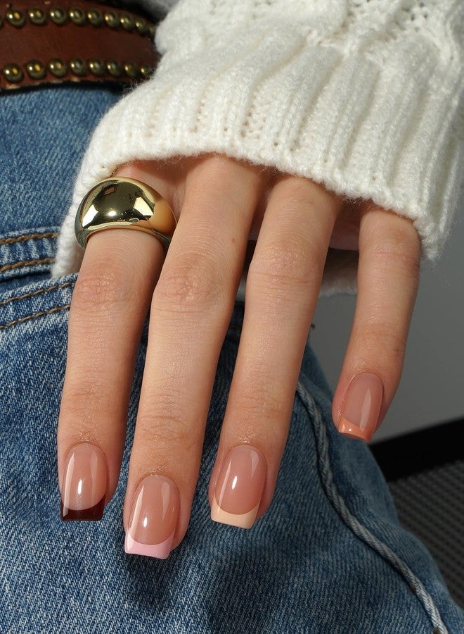 CANVALITE Soft Gel French Tip Nails, 192 Pcs Short Press on Nails for Women, Flexible Pre-Painted Nude French Tip Gel Nails, No File Need DIY Manicure Gifts for Women, Glue Not Included - Image 3