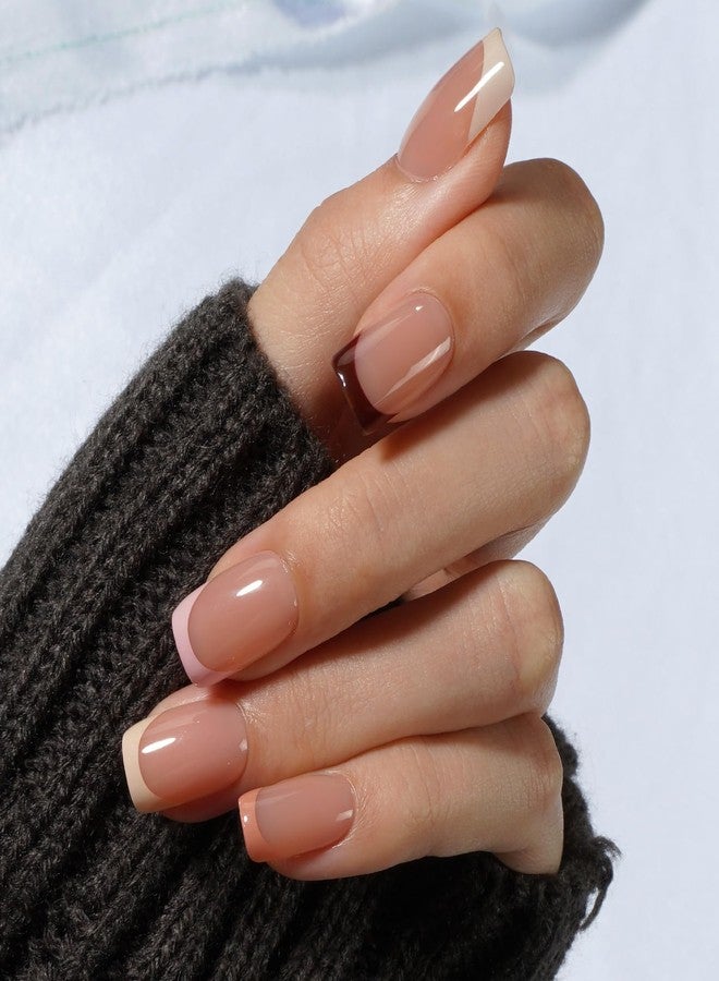 CANVALITE Soft Gel French Tip Nails, 192 Pcs Short Press on Nails for Women, Flexible Pre-Painted Nude French Tip Gel Nails, No File Need DIY Manicure Gifts for Women, Glue Not Included - Image 4