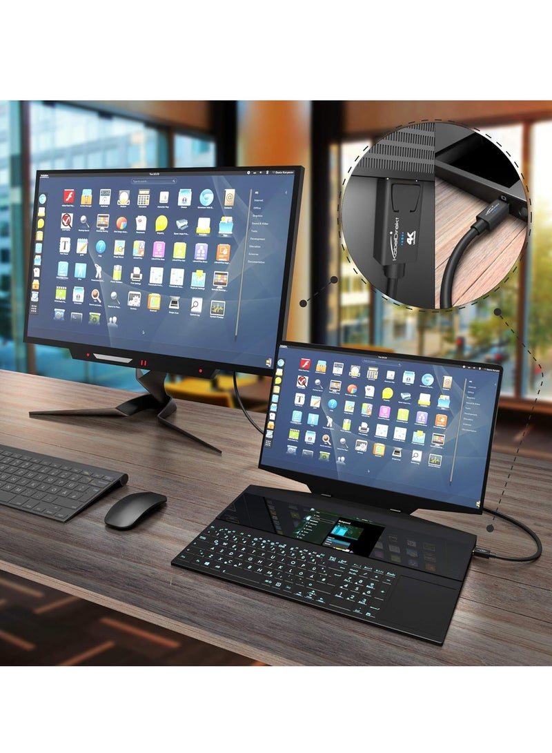 كابل ميني ديسبلاي بورت ثاندر - 2 متر دقة UHD 4 كيه/ 60 هرتز v1.2 للكمبيوتر وجهاز ماك ووصلة دي بي مع غالق اسود