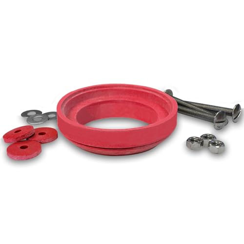Korky 481BP Universal Toilet Tank To Bowl Gasket & Hardware Kit - Fits Most 3-Inch, 2-Piece Toilet Tanks - Made in USA , Red , Large (3") - Image 1