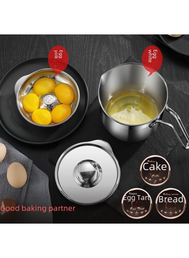 304 Stainless Steel Egg Separator Bucket Egg White Separation Beater Baby Food Pot Frying Pan-Specifications:Large Egg Separator + Oil Filter Net  - Image 3