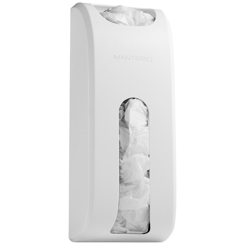 Manterio WallMount Grocery Bag Dispenser  SpaceSaving Design  Easy Install  SmudgeProof FingerprintResistant  White  Holds Most Bags for Maximum Storage