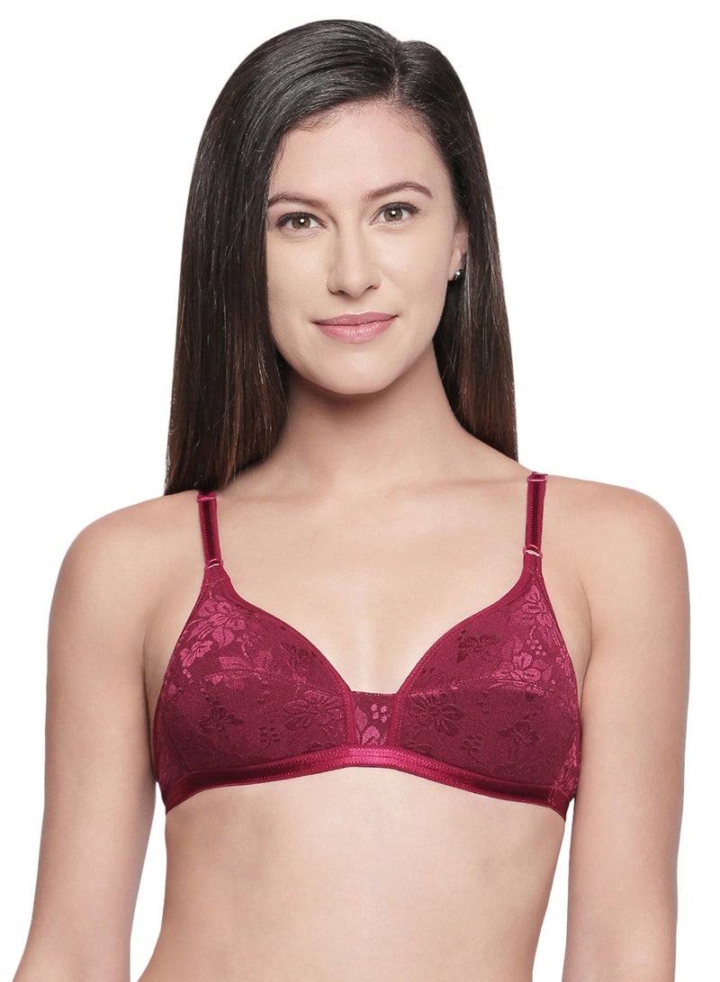 Bodycare Body Care Non-Padded Non-Wired Full Coverage Bra in Maroon - Image 1