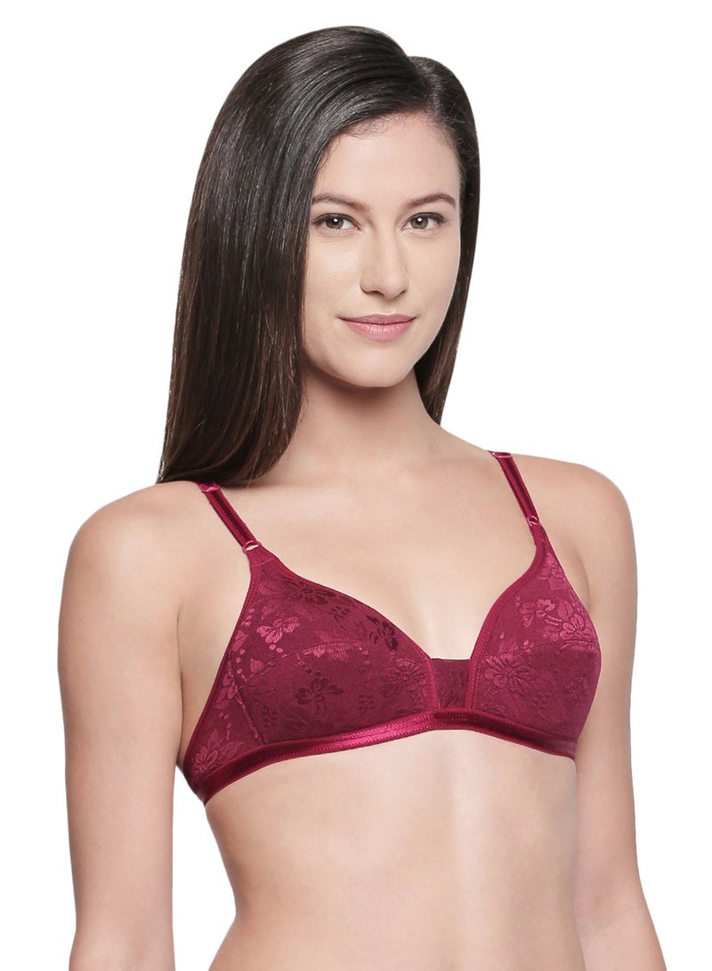 Bodycare Body Care Non-Padded Non-Wired Full Coverage Bra in Maroon - Image 2