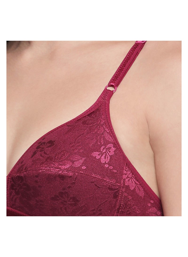 Bodycare Body Care Non-Padded Non-Wired Full Coverage Bra in Maroon - Image 4