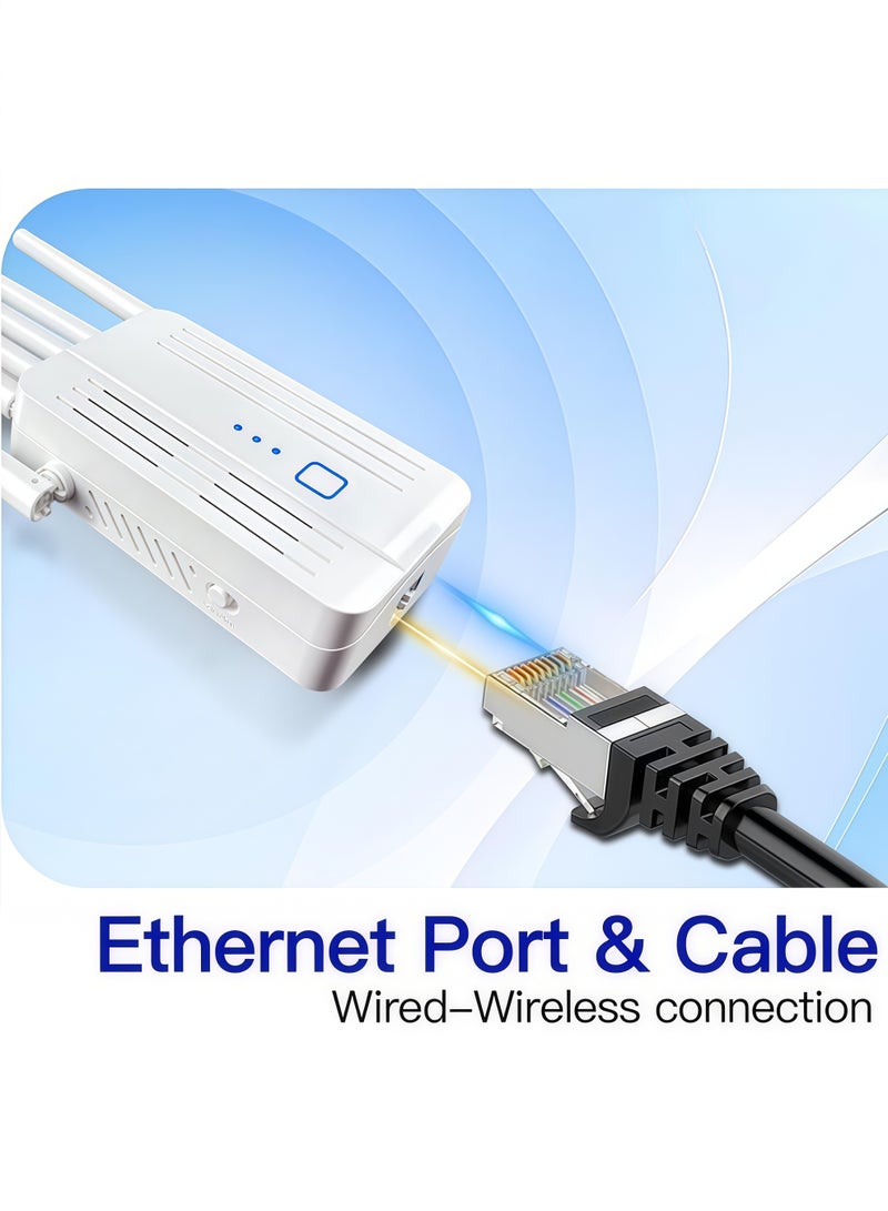 موسع نطاق شبكة واي فاي لاسلكي أحادي النطاق بسرعة 300 ميجابت في الثانية بتردد 2.4 جيجاهرتز، معزز إشارة مزود بـ 6 هوائيات، مكرر واي فاي لاسلكي بمنفذ إيثرنت، يدعم توصيل المزيد من الأجهزة، معزز إنترنت لتغطية واي فاي شاملة بزاوية 360 درجة للمنزل، لون أبيض. - Image 4