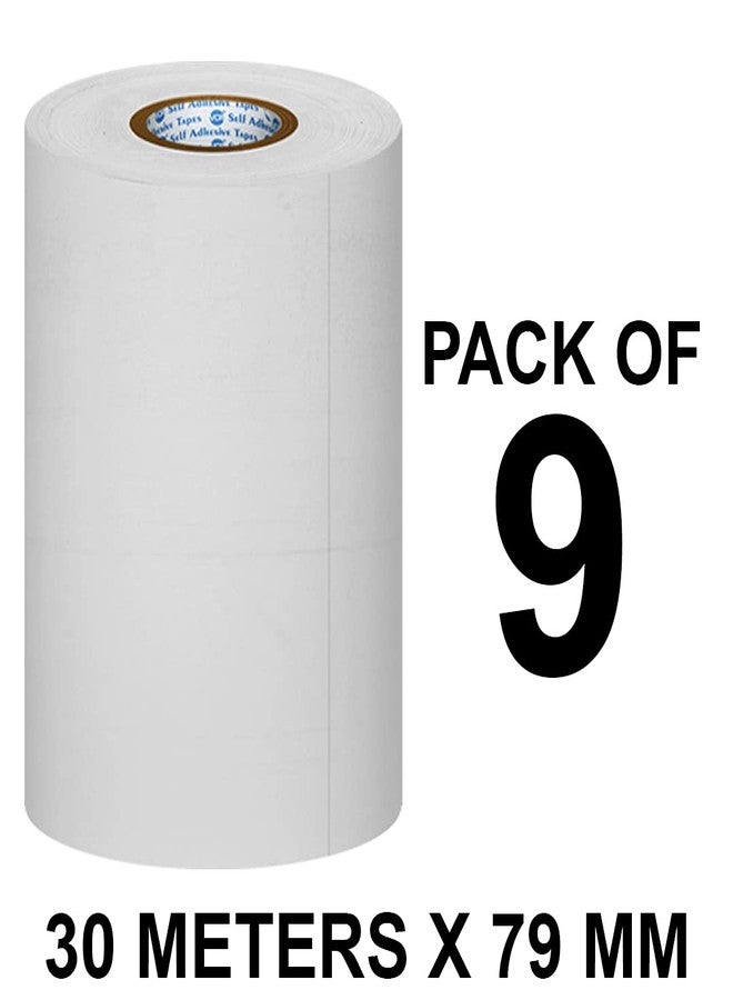VCR White Thermal Paper POS Roll - 79mm / 3 inches Width x 30 Meters in Length - Pack of 9 Rolls for Printing Receipts - Billing Machines/Register - 55 GSM Thickness - Black Colour Printing - Image 2