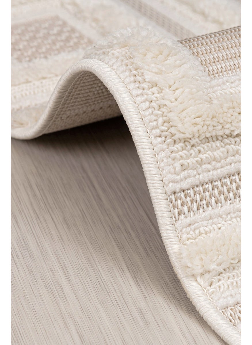 Konfor Halı - Konfor Carpet Konfor Bukle 6658 Cream Soft Knitted Modern Woven Carpet 80x300 cm - Image 1