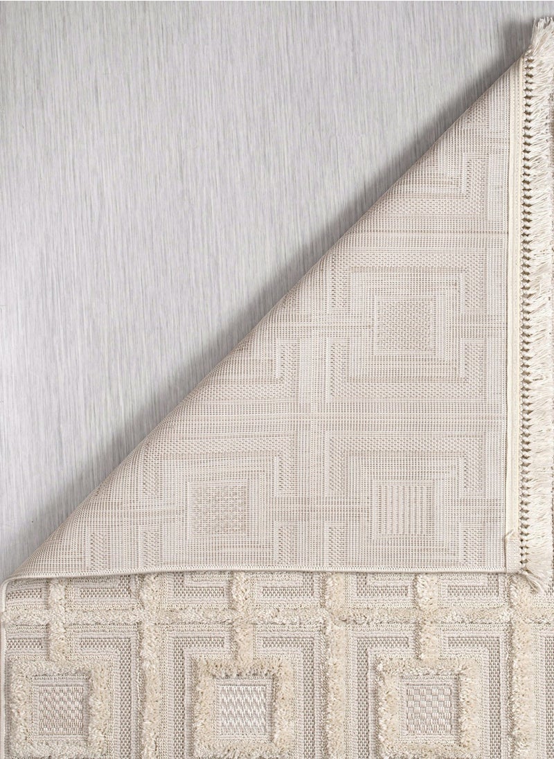 Konfor Halı - Konfor Carpet Konfor Bukle 6658 Cream Soft Knitted Modern Woven Carpet 80x300 cm - Image 1