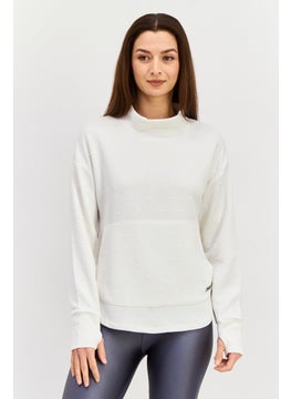 Women Sportswear Fit Long Sleeve Outdoor Sweatshirt, Cream