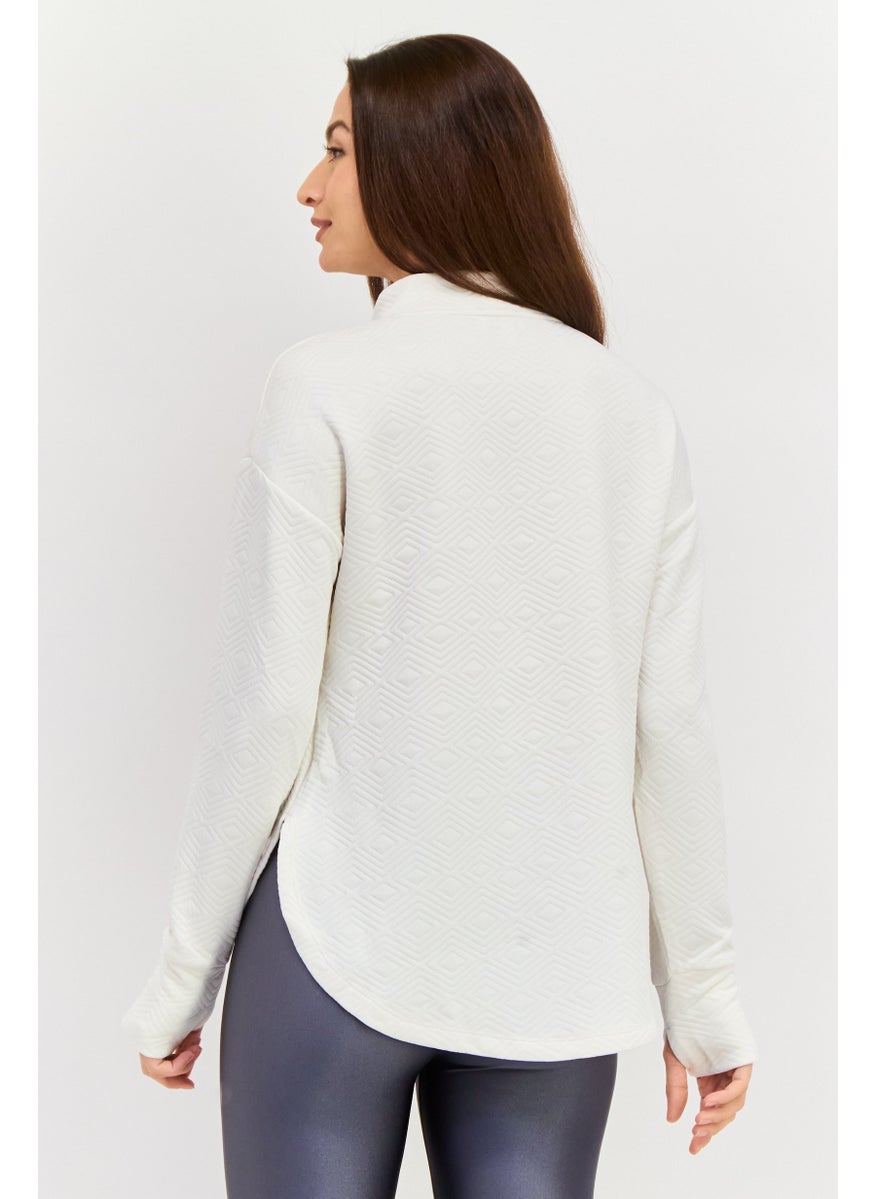 NINE WEST - Women Sportswear Fit Long Sleeve Outdoor Sweatshirt, Cream - Image 1