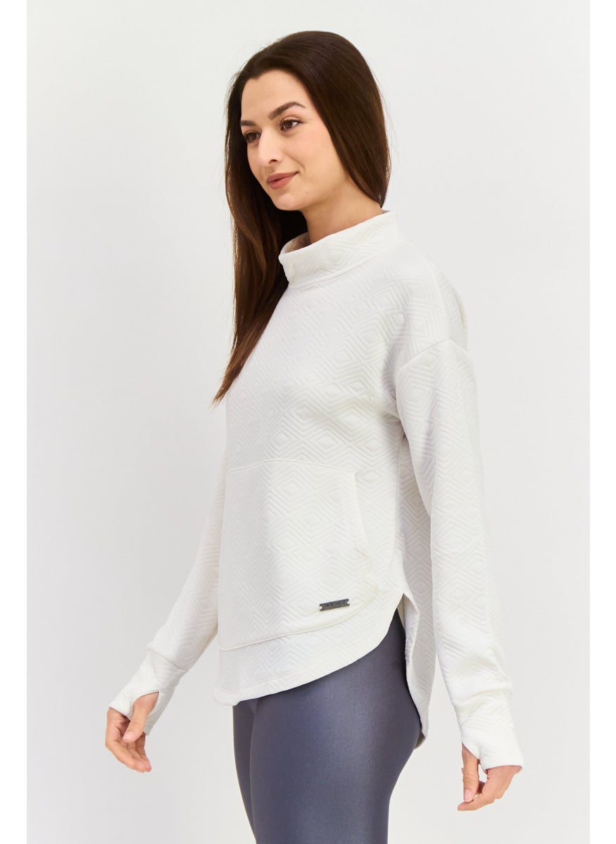 NINE WEST - Women Sportswear Fit Long Sleeve Outdoor Sweatshirt, Cream - Image 1