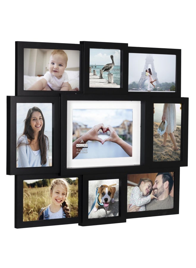 Malden 9-Opening Collage Picture Frame  Made To Display One  1  5  X 7   Two  2  4  X 4  And Six  6  4  X 6   Black  - Image 3