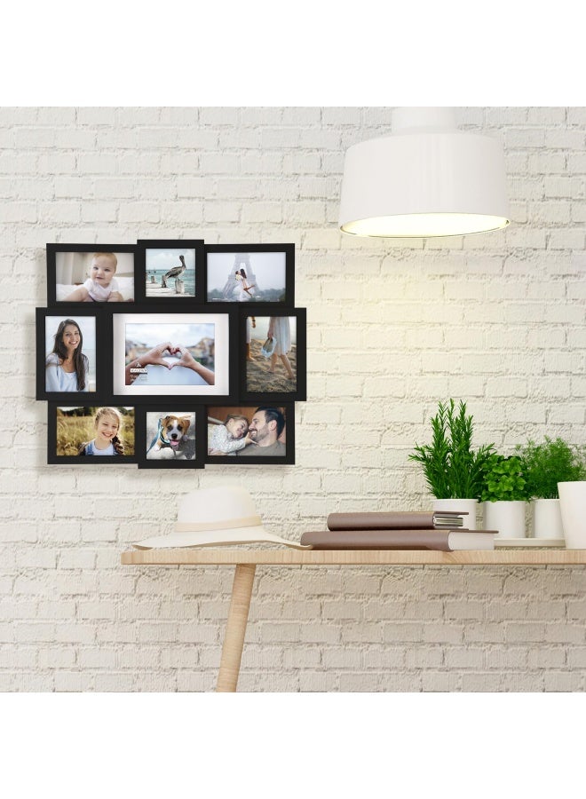 Malden 9-Opening Collage Picture Frame  Made To Display One  1  5  X 7   Two  2  4  X 4  And Six  6  4  X 6   Black  - Image 4