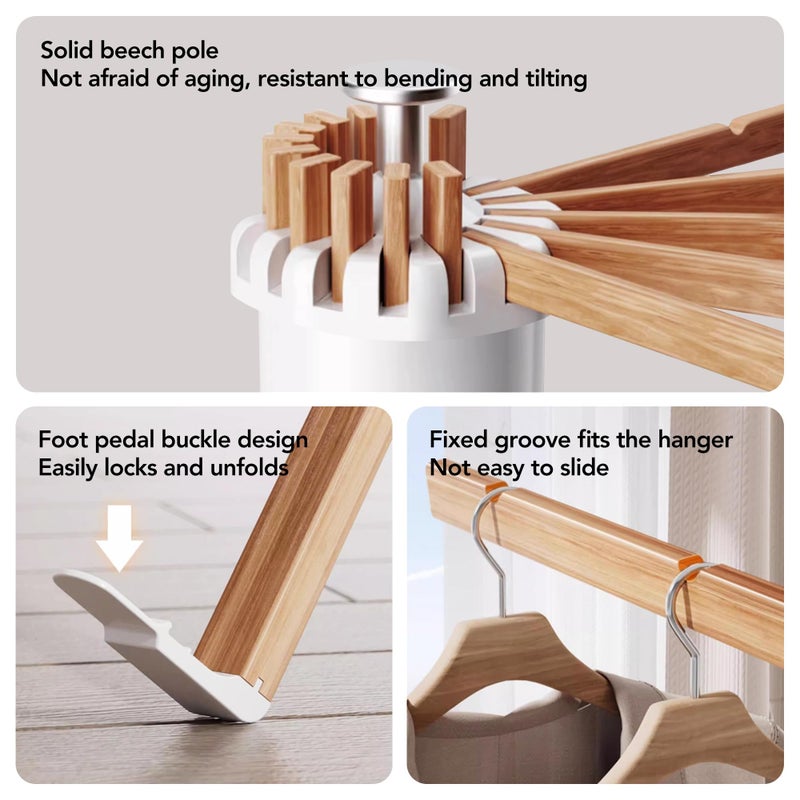 LIENAHU Clothes Drying Rack Tripod,Drying Rack Clothing,Laundry Drying Rack,Floor Standing,16 Wooden Poles,Collapsible Drying Racks for Laundry,Retractable,Foldable,Folding - Image 5