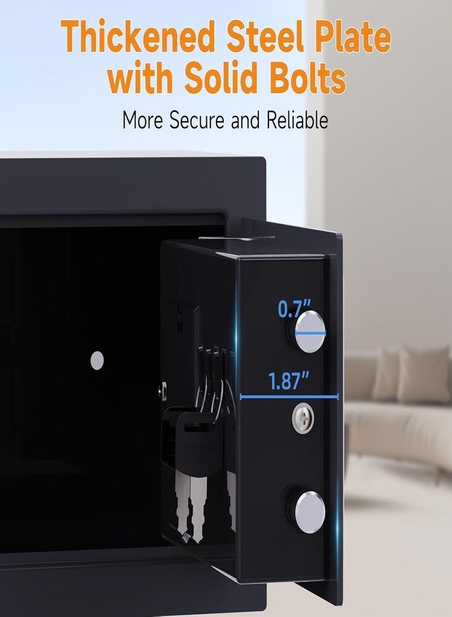 PATRON Small Safe Box for Money with Code and Keys，Solid Mini Safe for Kids with Digital Electronic Security Keypad for Home Office Hotel,Personal Money Safes for Cash,0.236 Cuft (Black) - Image 4