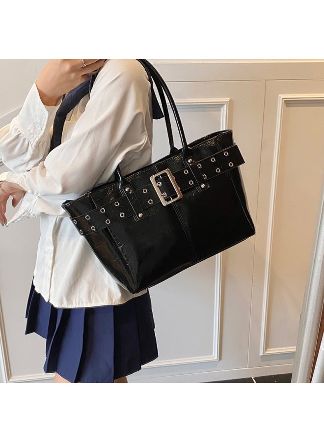 Motorcycle Belt Tote Bag For Women 2025 New Trendyy Fashion Commuter Handbag Large Capacity Korean Style Shoulder Bag 