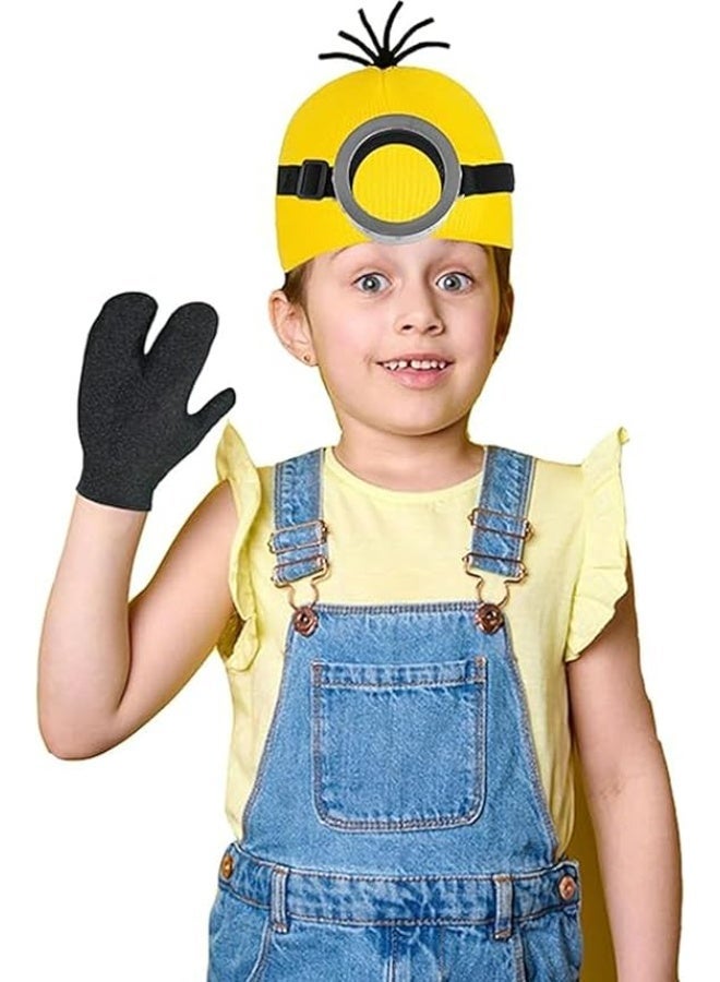 3PCS Costume Accessories, Adult Steampunk Goggles Glasses, Yellow Beanie Hats, Gloves Women Halloween Party Set, Retro Novelty Costumes Accessories Kids & Adults, Vintage Punk Gothic Cosplay - Image 5